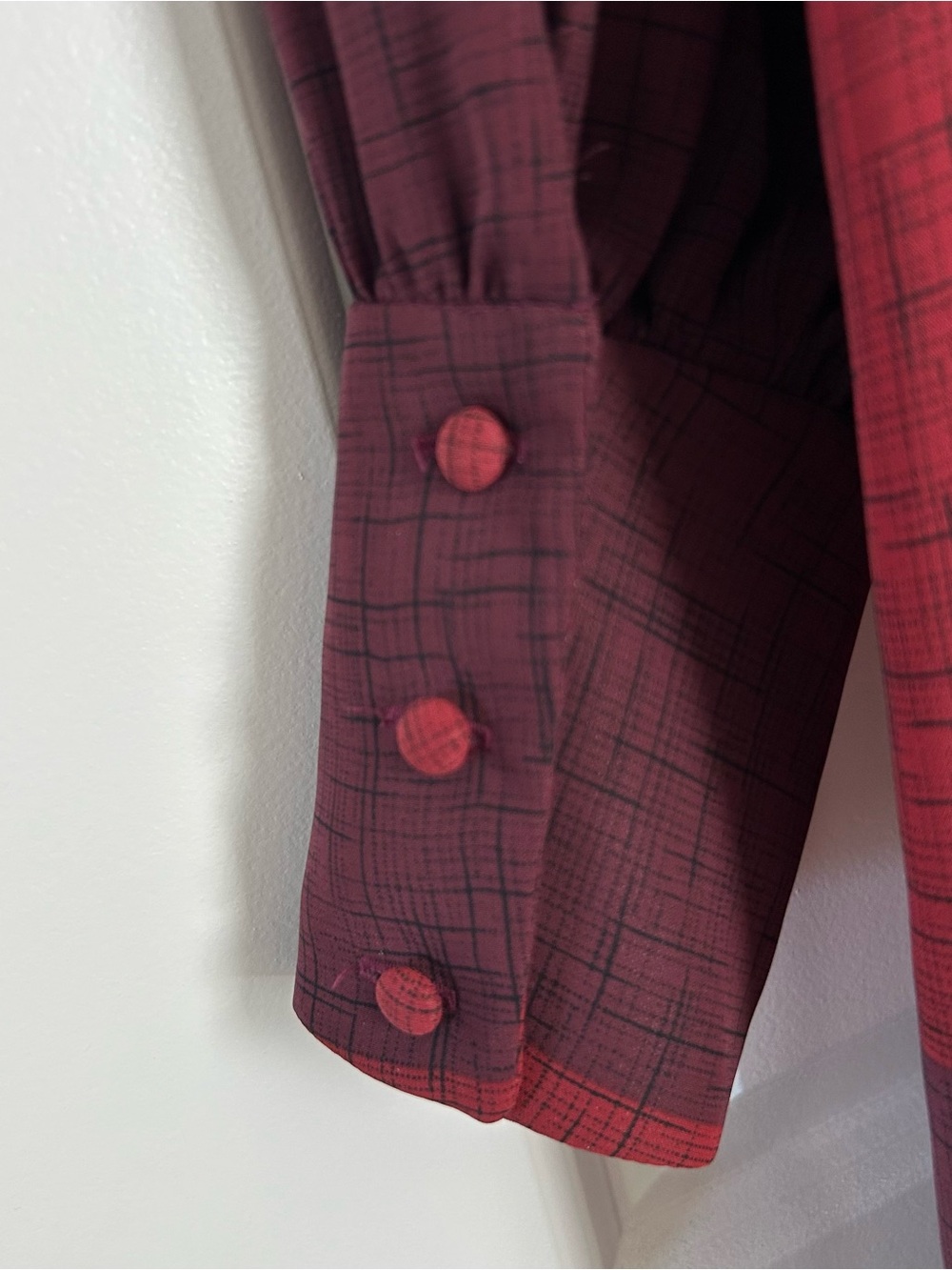 Leslie Fay Colorblock Midi Dress in Red, Burgundy & Mustard - Picture 5 of 11